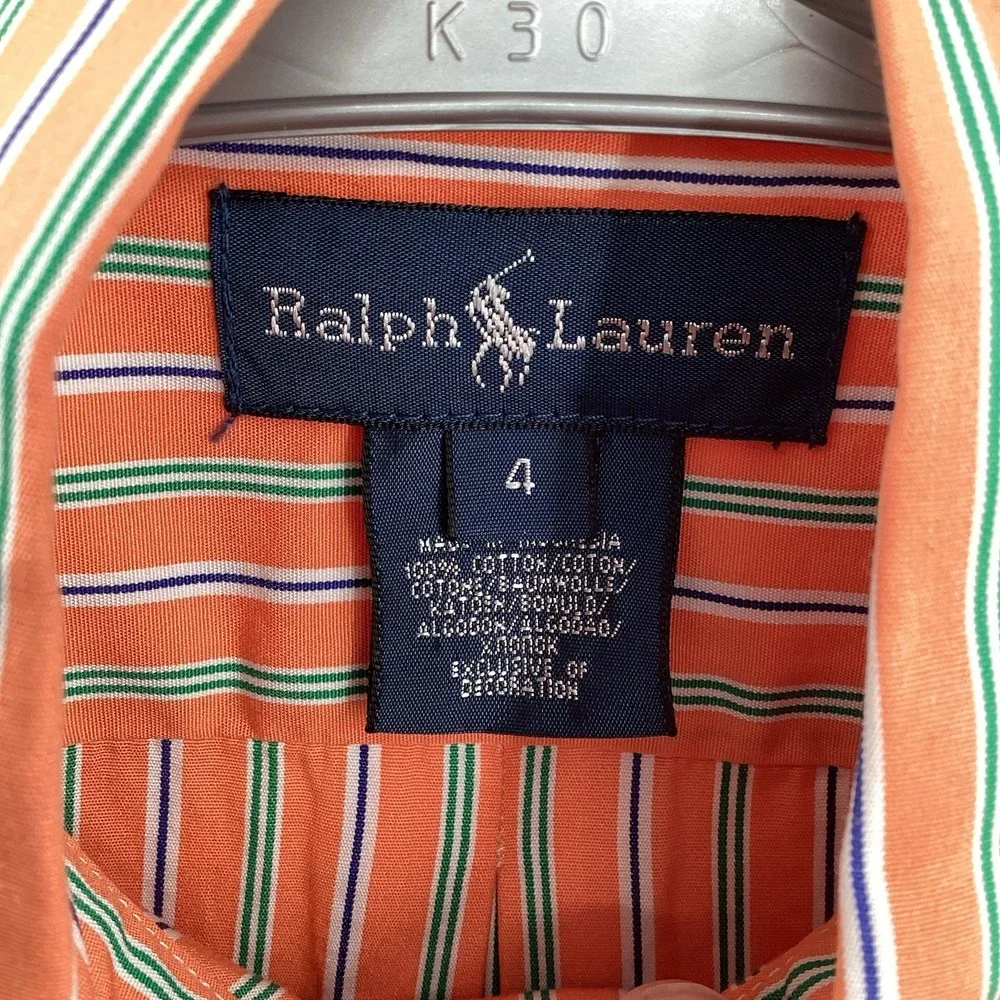 Boys Polo‎ Ralph Lauren Long Sleeved Striped Button Down Size 4